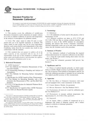 Standard Practice for Rotameter Calibration