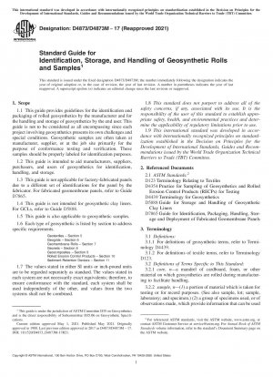 Standard Guide for Identification, Storage, and Handling of Geosynthetic Rolls and Samples