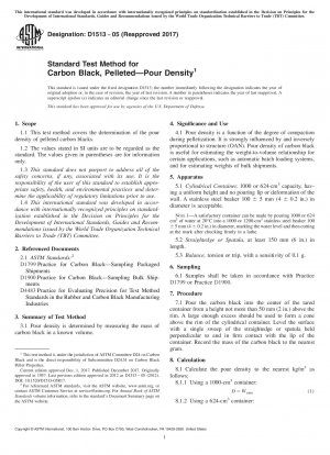 Standard Test Method for Carbon Black, Pelleted—Pour Density
