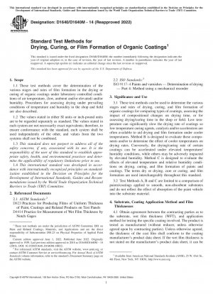 Standard Test Methods for Drying, Curing, or Film Formation of Organic Coatings