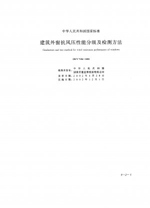 Graduation and test method for wind resistance performance of windows