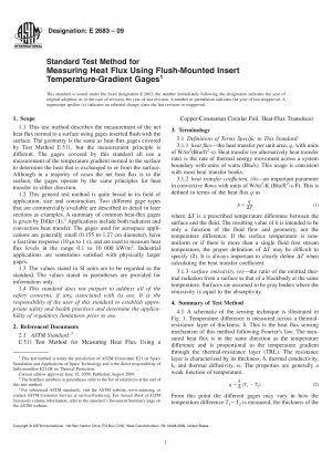 Standard Test Method for  Measuring Heat Flux Using Flush-Mounted Insert Temperature-Gradient Gages