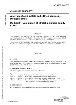 Analysis of acid sulfate soil - Dried samples - Methods of test - Calculation of titratable sulfidic acidity (TSA)