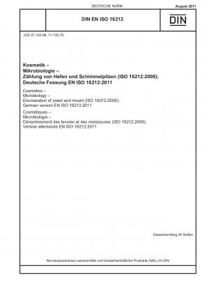 Cosmetics - Microbiology - Enumeration of yeast and mould (ISO 16212:2008); German version EN ISO 16212:2011