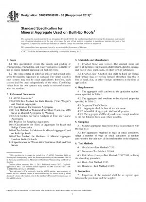 Standard Specification for Mineral Aggregate Used on Built-Up Roofs