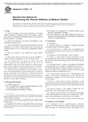 Standard Test Method for Determining the Flexural Stiffness of Medical Textiles