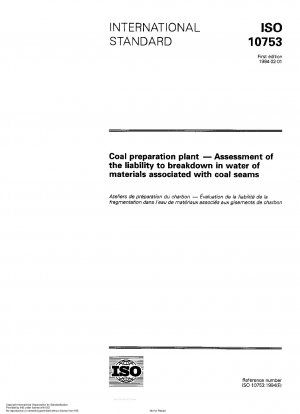 Coal preparation plant; assessment of the liability to breakdown in water of materials associated with coal seams