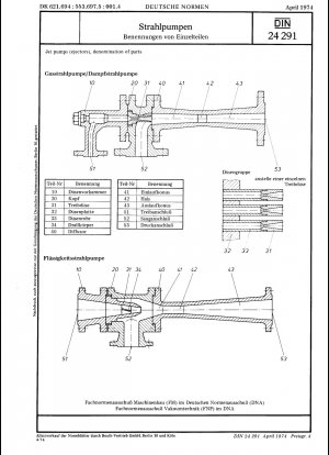 Jet pumps (ejectors); denomination of parts