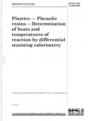 Plastics — Phenolic resins — Determination of heats and temperatures of reaction by differential scanning calorimetry