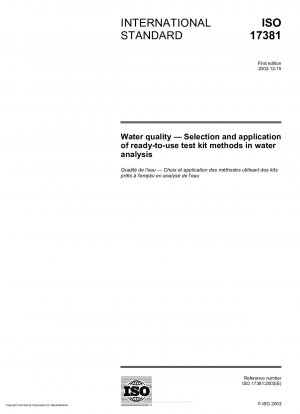 Water quality - Selection and application of ready-to-use test kit methods in water analysis