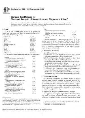 Standard Test Methods for Chemical Analysis of Magnesium and Magnesium Alloys 