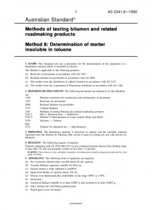 Methods of testing bitumen and related roadmaking products - Determination of matter insoluble in toluene