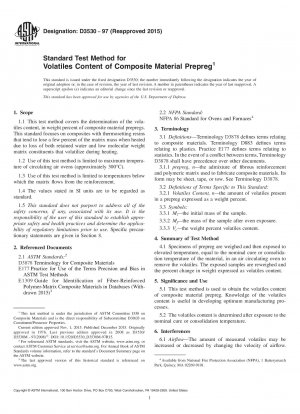 Standard Test Method for  Volatiles Content of Composite Material Prepreg