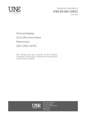 Glass packaging - 26 H 180 crown finish - Dimensions (ISO 12821:2019)