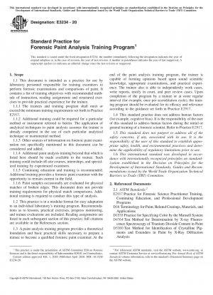 Standard Practice for Forensic Paint Analysis Training Program
