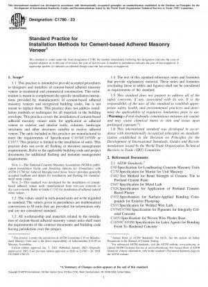 Standard Practice for Installation Methods for Cement-based Adhered Masonry Veneer