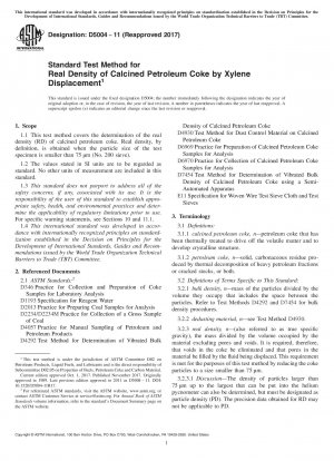 Standard Test Method for Real Density of Calcined Petroleum Coke by Xylene Displacement