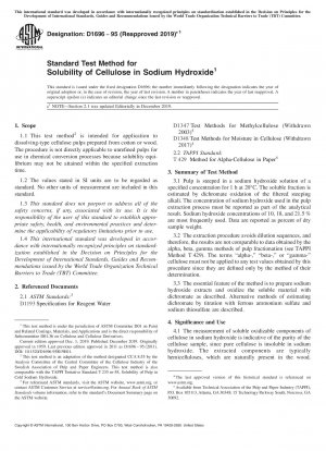 Standard Test Method for Solubility of Cellulose in Sodium Hydroxide