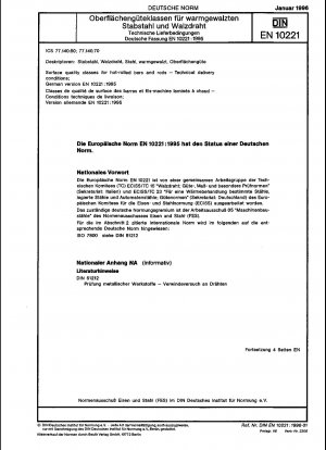 Surface quality classes for hot-rolled round bars and rods - Technical delivery conditions; German version EN 10221:1995