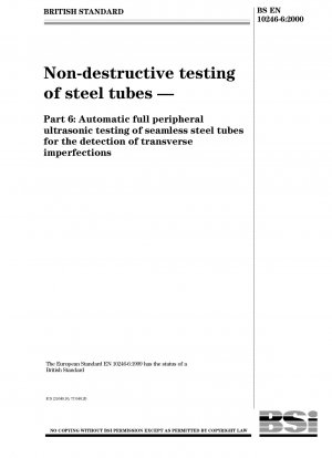Non-destructive testing of steel tubes - Automatic full peripheral ultrasonic testing of seamless steel tubes for the detection of transverse imperfections