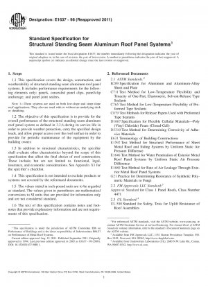 Standard Specification for Structural Standing Seam Aluminum Roof Panel Systems