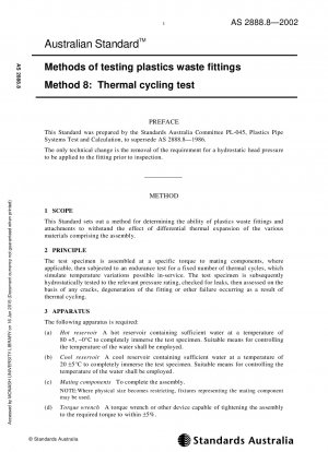 Methods of testing plastics waste fittings - Thermal cycling test