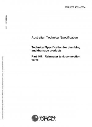 Technical Specification for plumbing and drainage products - Rainwater tank connection valve