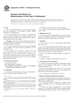 Standard Test Method for Determination of the Odor of Adhesives