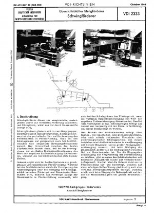 Survey sheets - continuous conveyors; vibrator conveyors