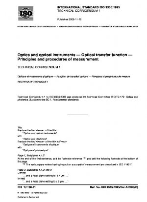 Optical and Optical Instruments Light Transfer Function Measurement Principles and Procedures Technical Corrigendum 1