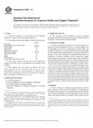Standard Test Methods for Chemical Analysis of Cuprous Oxide and Copper Pigments