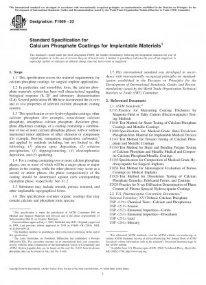 Standard Specification for Calcium Phosphate Coatings for Implantable Materials