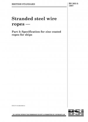 Stranded steel wire ropes — Part 3 : Specification for zinc coated ropes for ships