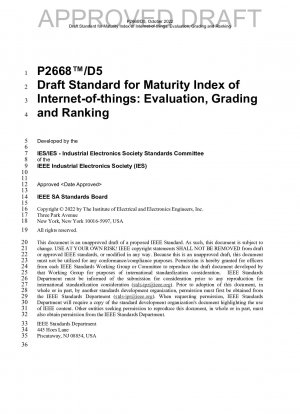 IEEE Approved Draft Standard for Maturity Index of Internet-of-things: Evaluation, Grading and Ranking