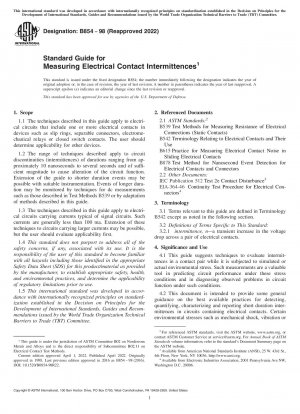 Standard Guide for Measuring Electrical Contact Intermittences