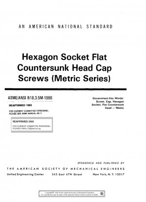 Hexagon Socket Flat Countersunk Head Cap Screws (Metric Series)