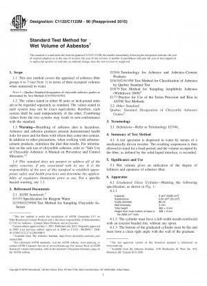 Standard Test Method for  Wet Volume of Asbestos