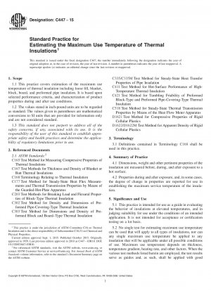 Standard Practice for  Estimating the Maximum Use Temperature of Thermal Insulations