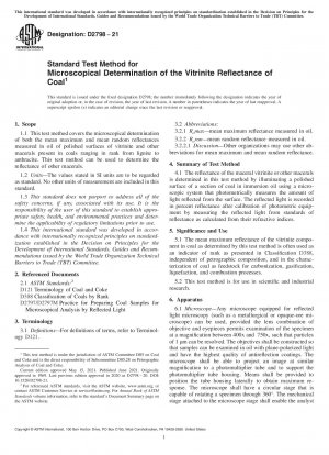 Standard Test Method for  Microscopical Determination of the Vitrinite Reflectance of Coal