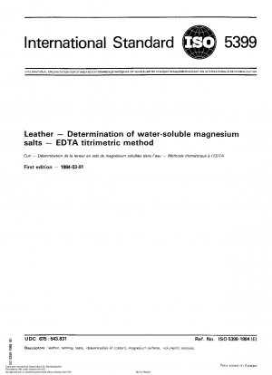 Leather; Determination of water-soluble magnesium salts; EDTA titrimetric method