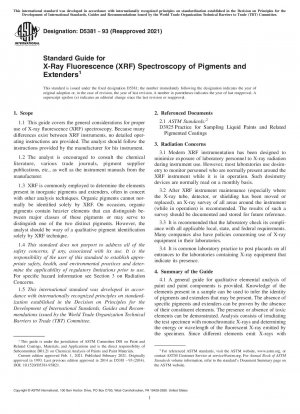 Standard Guide for X-Ray Fluorescence (XRF) Spectroscopy of Pigments and Extenders