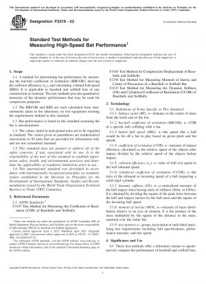 Standard Test Methods for Measuring High-Speed Bat Performance