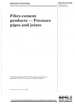 Fibre - cement products — Pressure pipes and joints