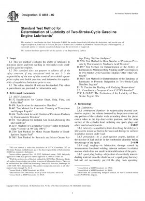 Standard Test Method for Determination of Lubricity of Two-Stroke-Cycle Gasoline Engine Lubricants