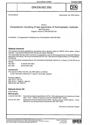 Plastics - Compression moulding of test specimens of thermoplastic materials (ISO 293:2004)