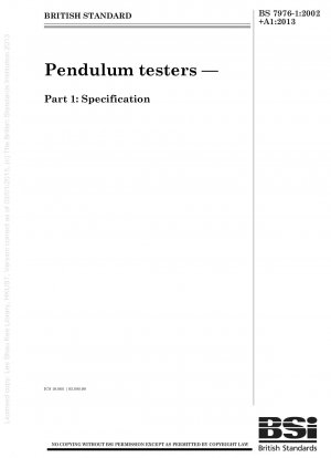 Pendulum testers. Specification