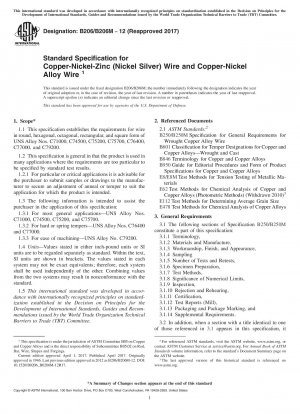 Standard Specification for Copper-Nickel-Zinc (Nickel Silver) Wire and Copper-Nickel Alloy  Wire