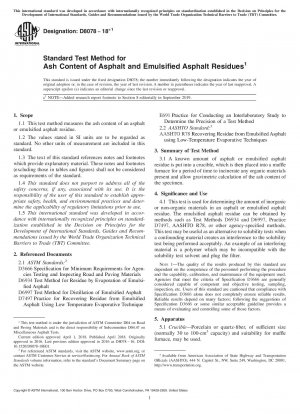 Standard Test Method for Ash Content of Asphalt and Emulsified Asphalt Residues
