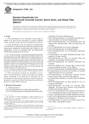 Standard Specification for Reinforced Concrete Culvert, Storm Drain, and Sewer Pipe (Metric)