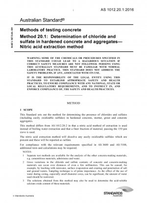 Methods of testing concrete, Method 20.1: Determination of chloride and sulfate in hardened concrete and aggregates — Nitric acid extraction method